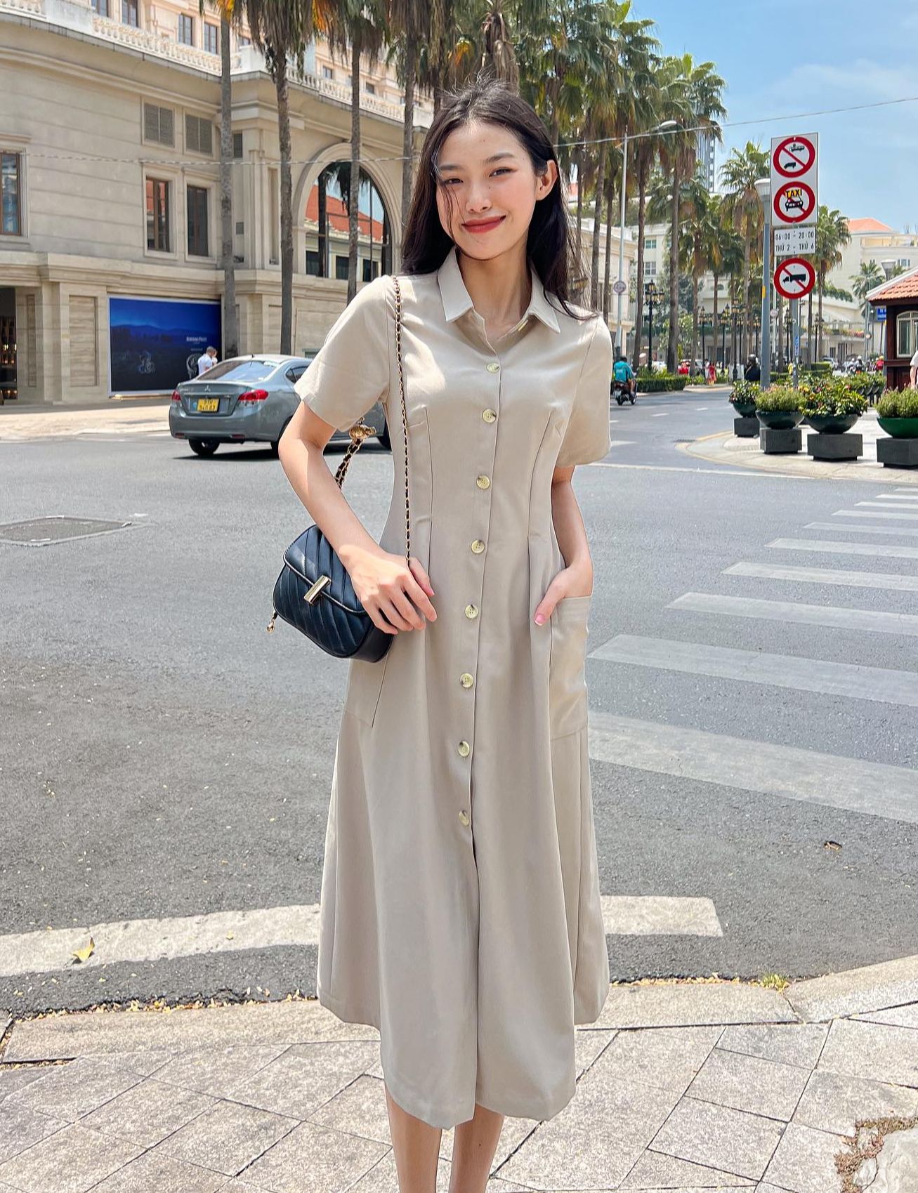 GOLA - Đầm NELLA - Đầm dáng dài cổ sơ mi