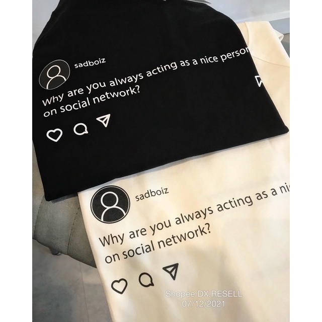 ÁO THUN SADBOIZ SADTAGRAM TEE / WHITE BLACK (Click Ưu đãi mua kèm Deal Sock)