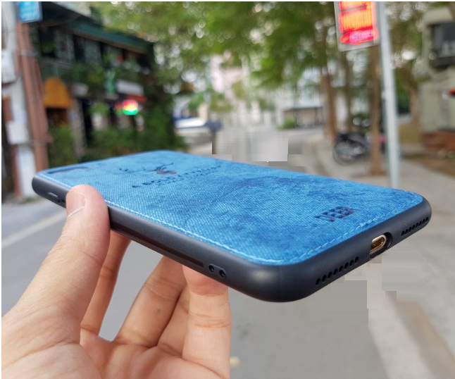 Ốp hươu silicon dẻo pha sợi vải Jeans cho iPhone 7 Plus và 8 Plus