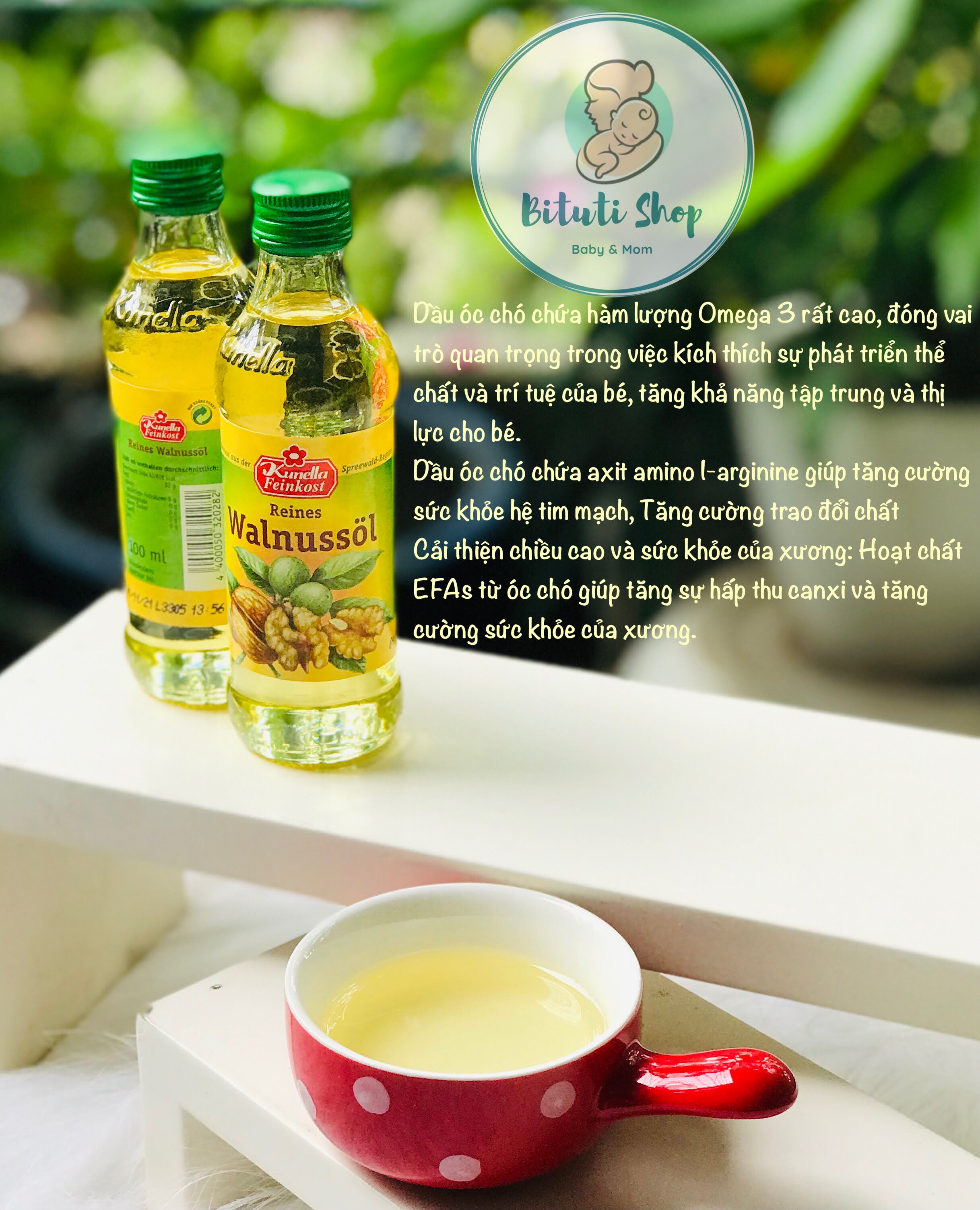 Dầu Óc Chó Kunella Đức cho bé ăn dặm từ 6 tháng