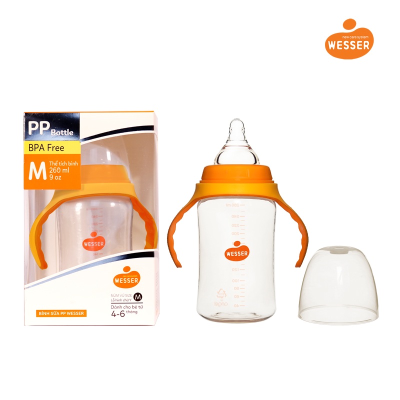 Bình sữa Wesser PP (cổ rộng) 260ml
