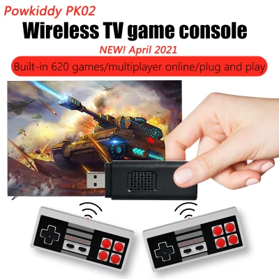 Game console Powkiddy PK02 USB TV Game Console Stick 8 Bit Wireless Controller Build In 620 Classic Video Games Handle Player Gaming Gift Kid