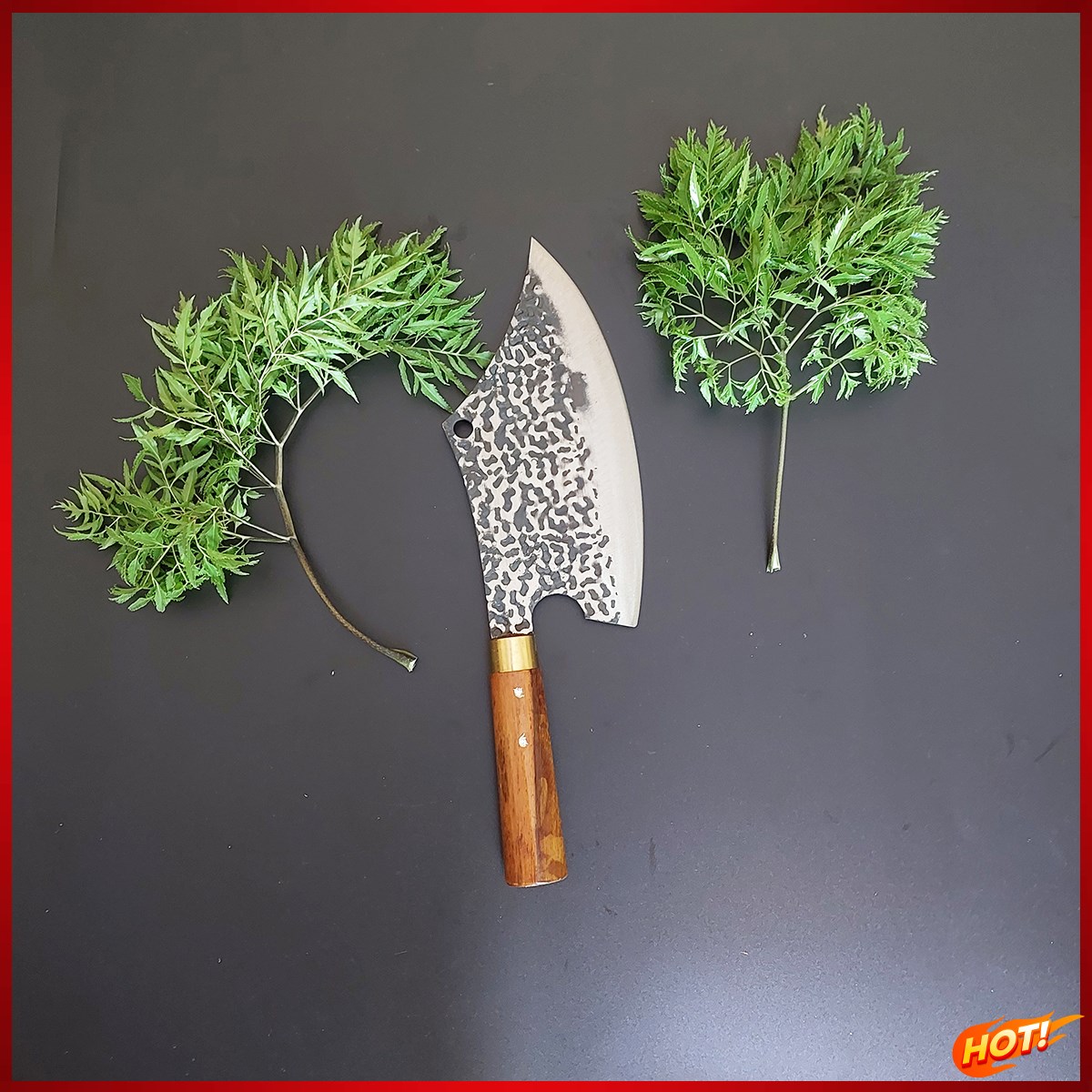 Dao chặt gà chặt xương thép nhíp dập vân