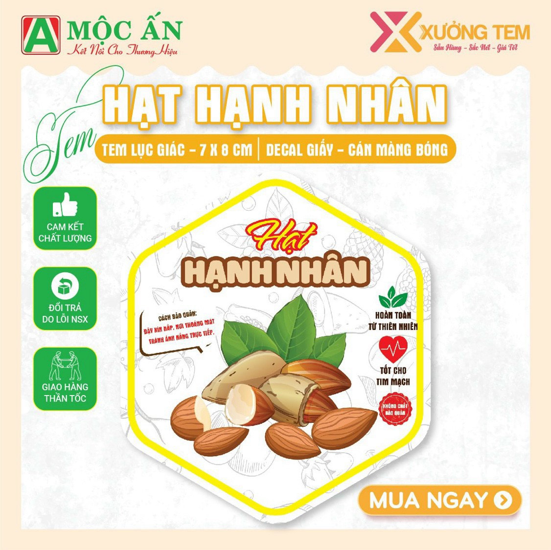 55 Tem Dán, Nhãn Dán các loại hạt- Cán Bóng Đẹp 7x8cm