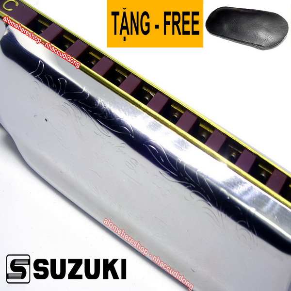 Kèn harmonica diatonic Suzuki Folk Master 1072 key C (bạc)