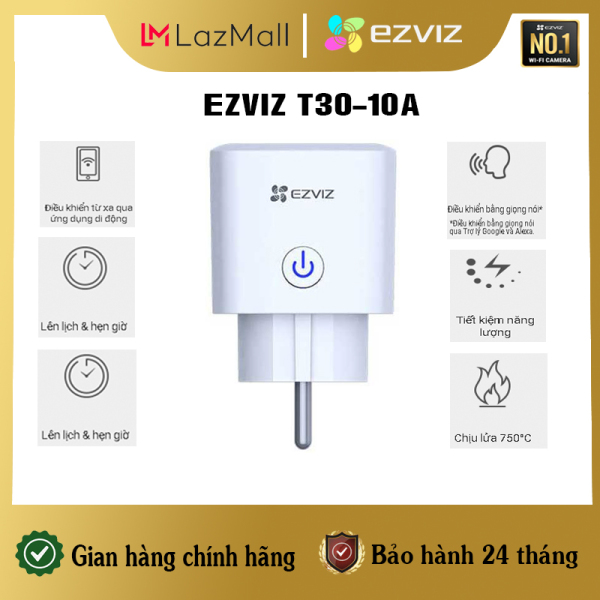 Ổ cắm điện thông minh EZVIZ T30-10A-EU Cơ bản, T30-10B-EU Đọ điện thiêu thụ, Kết nối qua Wifi, điều khiển qua APP, dễ cài đặt sử dùng - Chính hãng, Bảo Hành 24 tháng