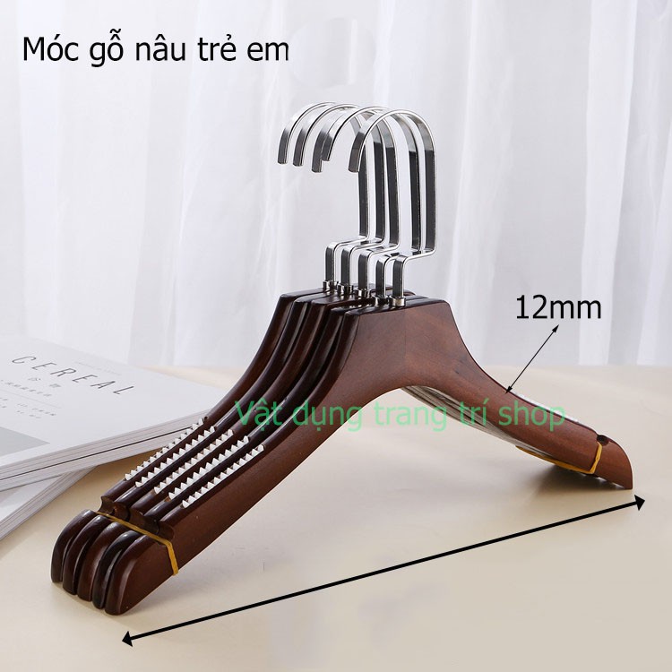 Móc Treo Quần Áo Trẻ Em Chất Gỗ Nâu ( Bộ 10 Móc )