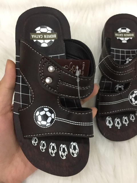Dép Lê Da Pu Quả Bóng Bé Trai Bền Size 23-37