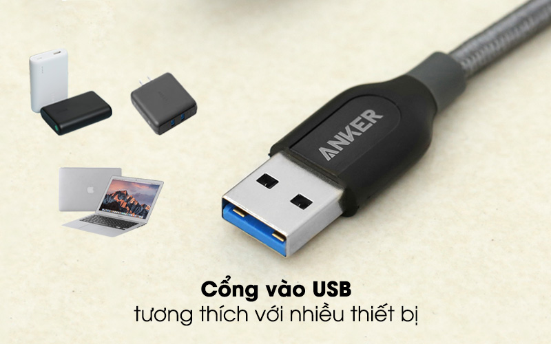Cáp Type C 0.9m Anker PowerLine+ A8168 Xám ( Likenew )