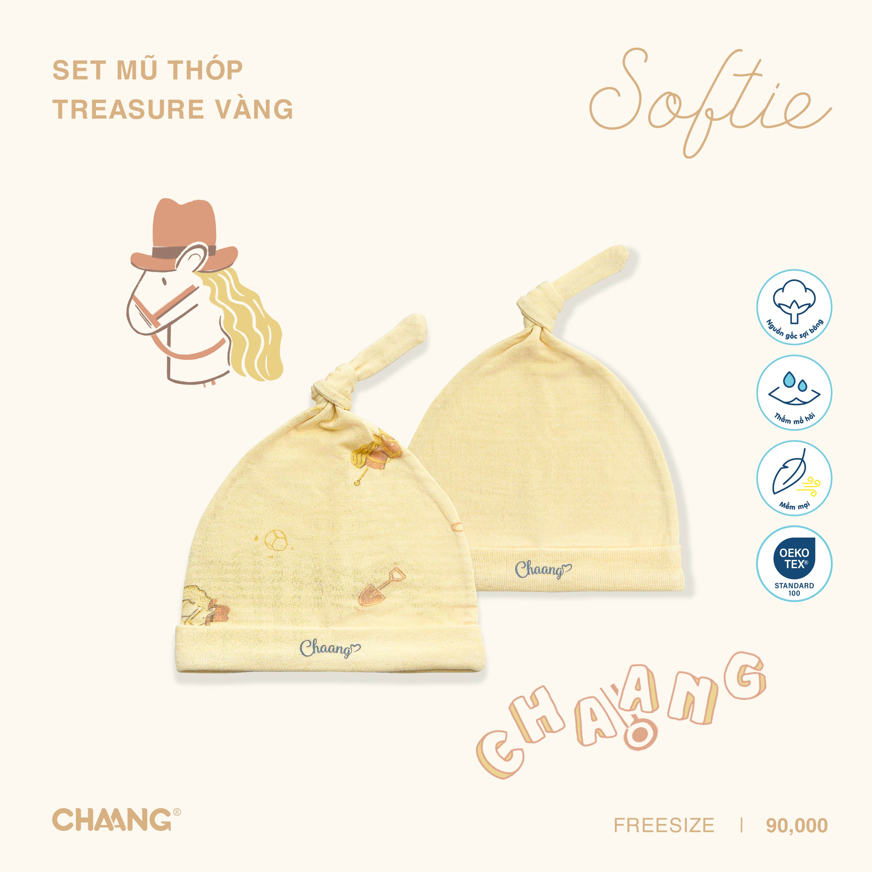 [CHAANG] SET 2 mũ thóp cho bé sơ sinh Treasure Chaang