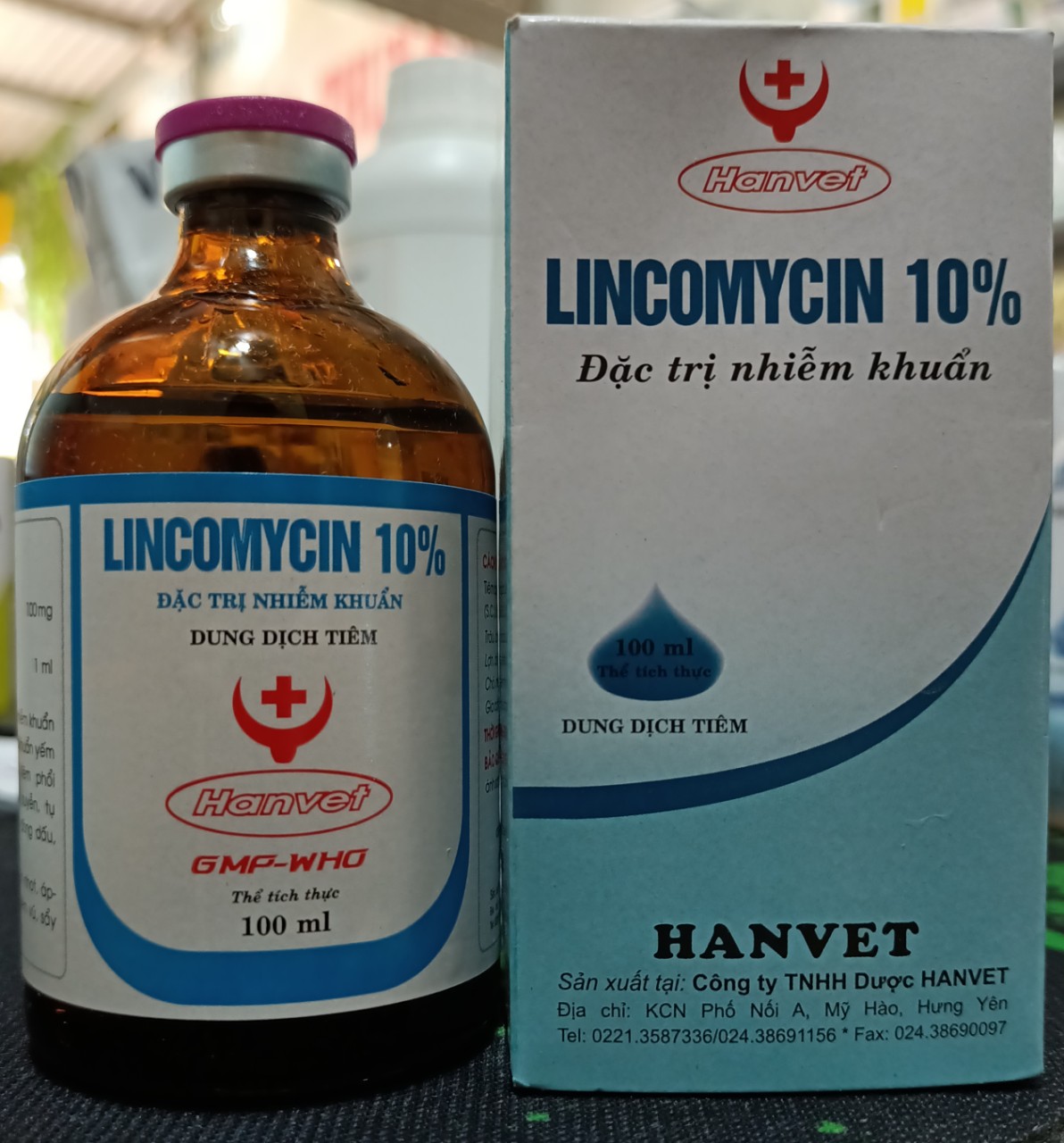 Lincomycin 10% 100ml hanvet đ/trị nhiễm khuẩn. dùng trong chăn nuôi thú y