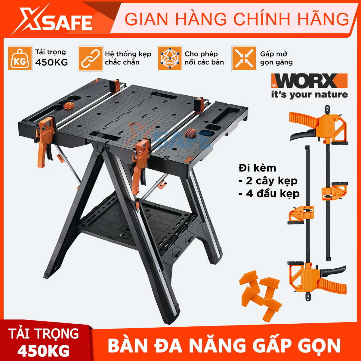 Worx wx051 multi-function folding table load up to 450kg easy to fold portable wide table top original easy to operate