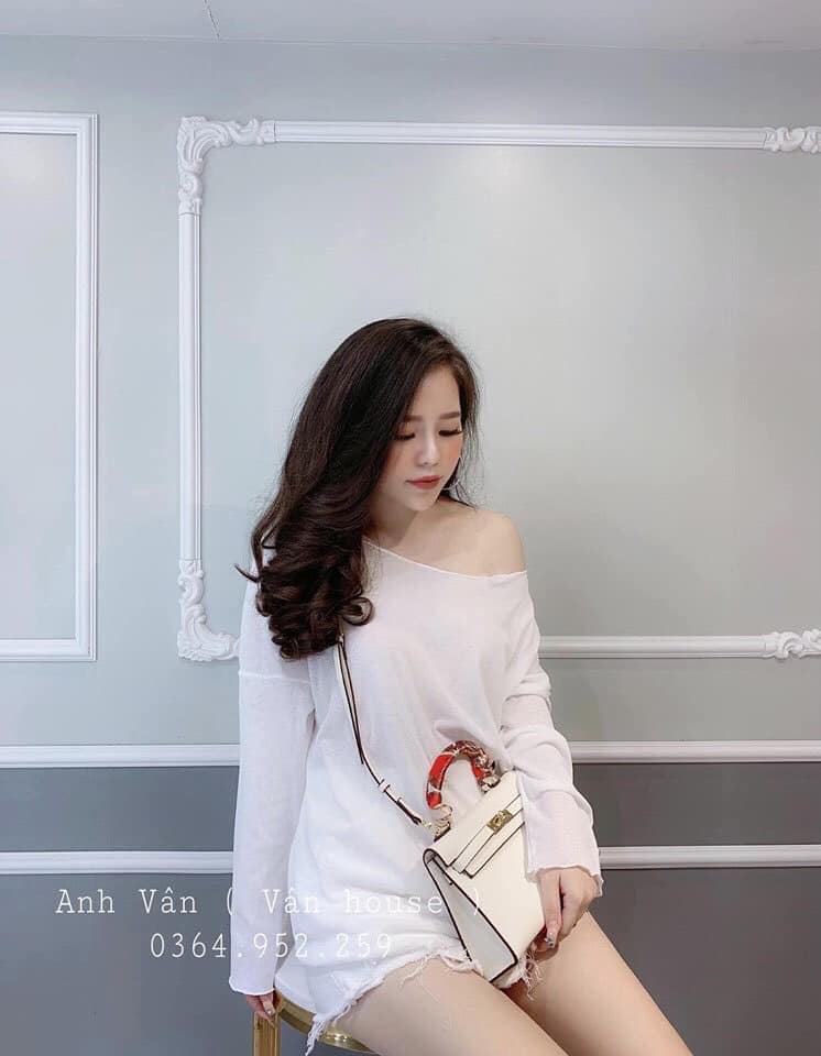 (MỚI) ÁO LEN GIẤY LỆCH VAI NỮ CỰC ĐẸP, MINHQUANG2017
