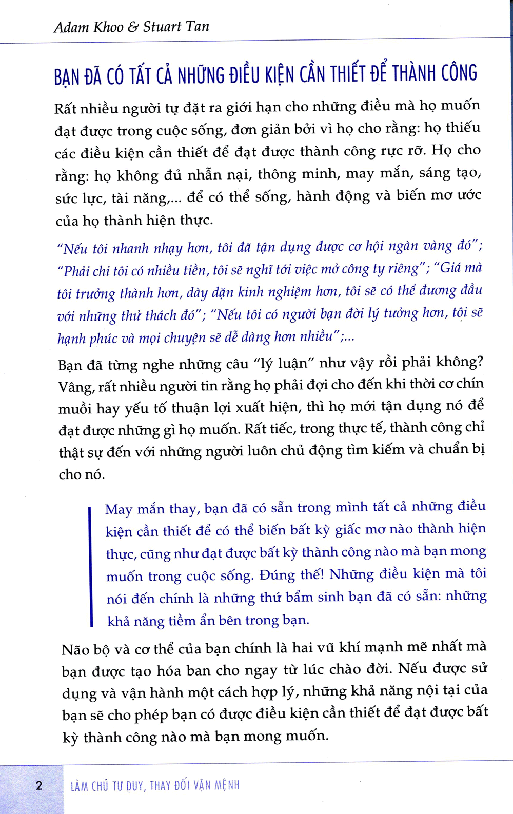 LÀM CHỦ TƯ DUY THAY ĐỔI VẬN MỆNH