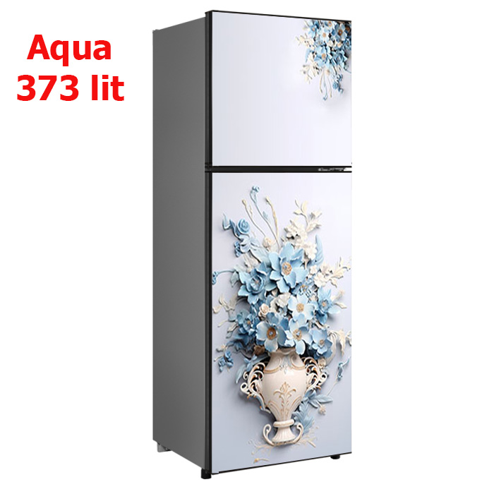 Decal dán Tủ Lạnh bình hoa xanh 3d chất liệu cao cấp