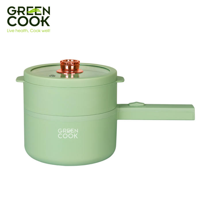 Nồi điện đa năng Green Cook, lớp chống dính tráng men, điều chỉnh nhiệt độ hai mức độ, tay cầm dài tiện lợi - Hình ảnh 3