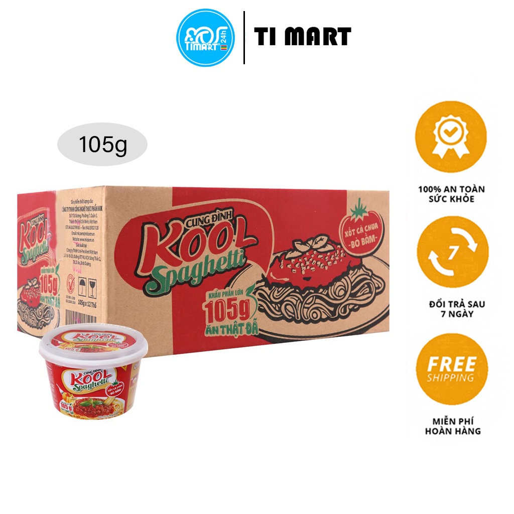 [TI MART] Thùng 12 tô mì trộn Cung Đình Kool Spaghetti 105g
