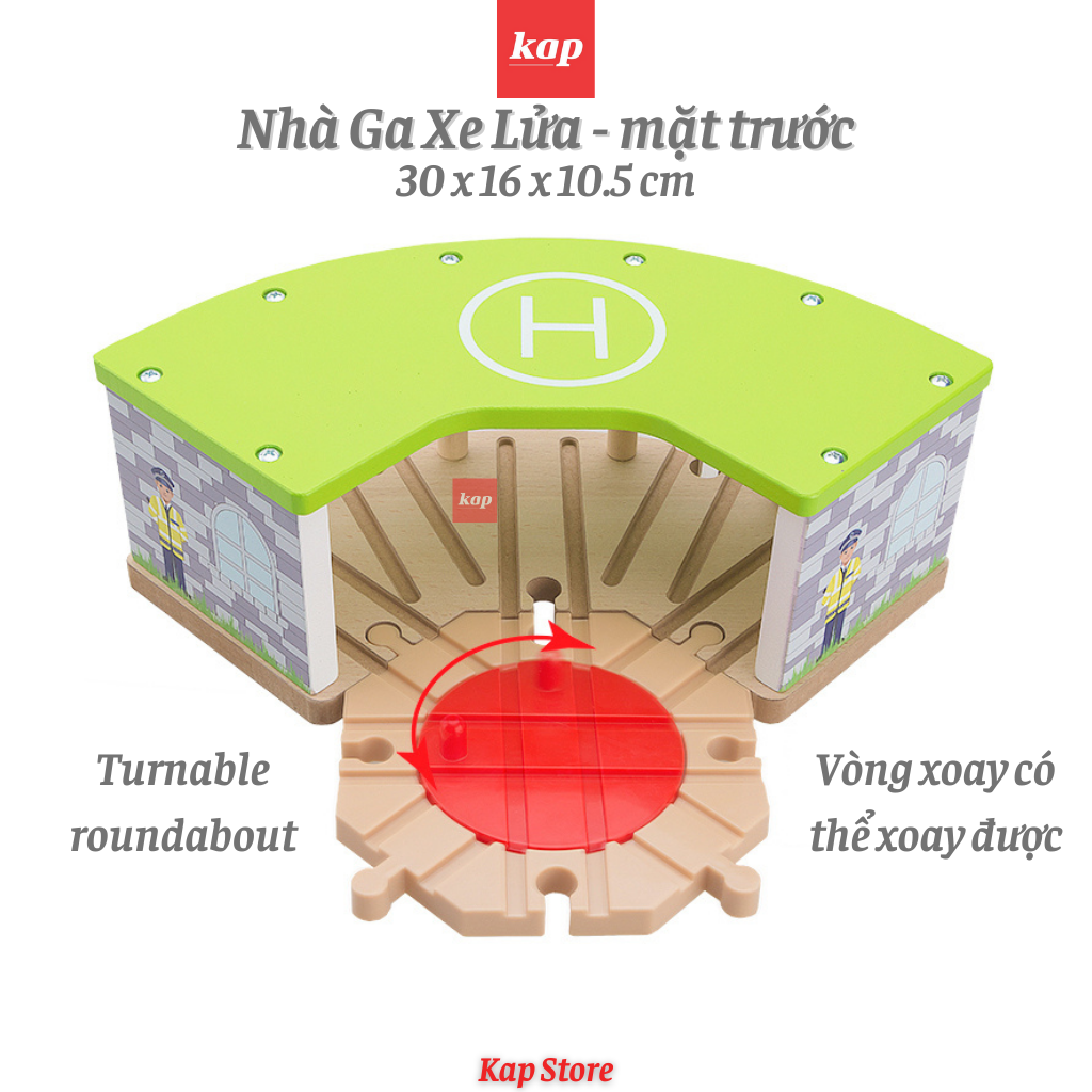 Nhà ga xe lửa, phụ kiện kết nối mô hình đường ray xe lửa gỗ