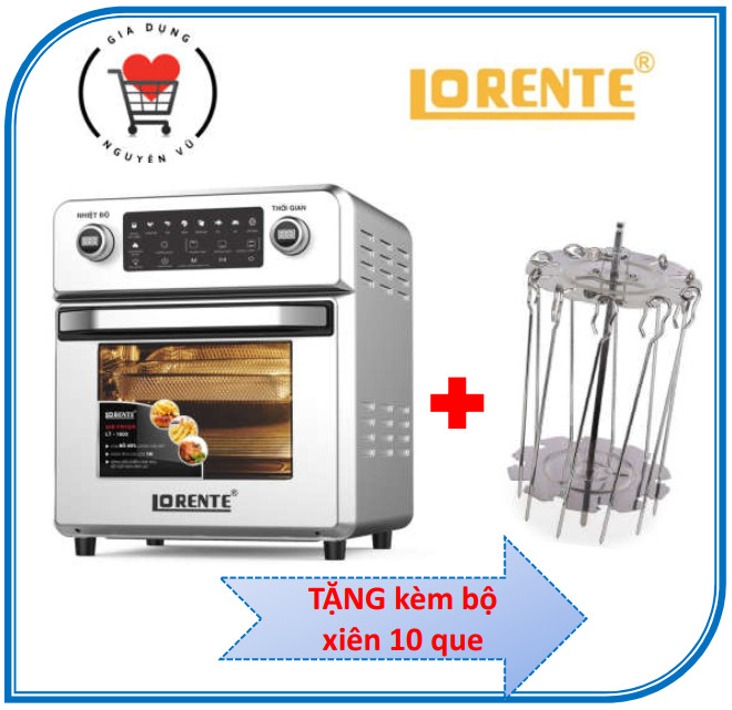 [TẶNG BỘ XIÊN 10 QUE] Nồi Chiên Không Dầu Kiêm Lò Nướng Đa Năng Cao cấp 16 Lít - Lorente LT-1600 - Bếp Chiên Không Khí Air Fryer
