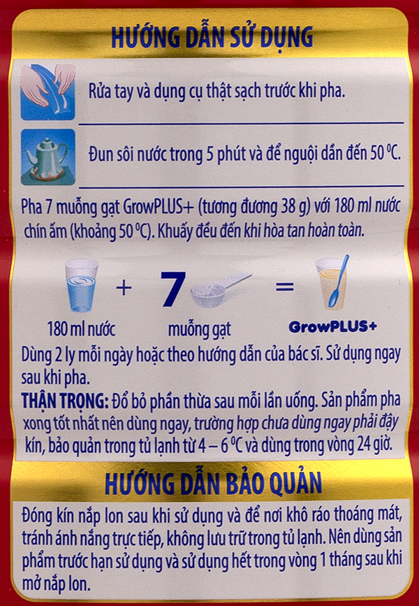 Sữa bột Nuti Grow Plus Đỏ 1,5kg (MẪU MỚI)