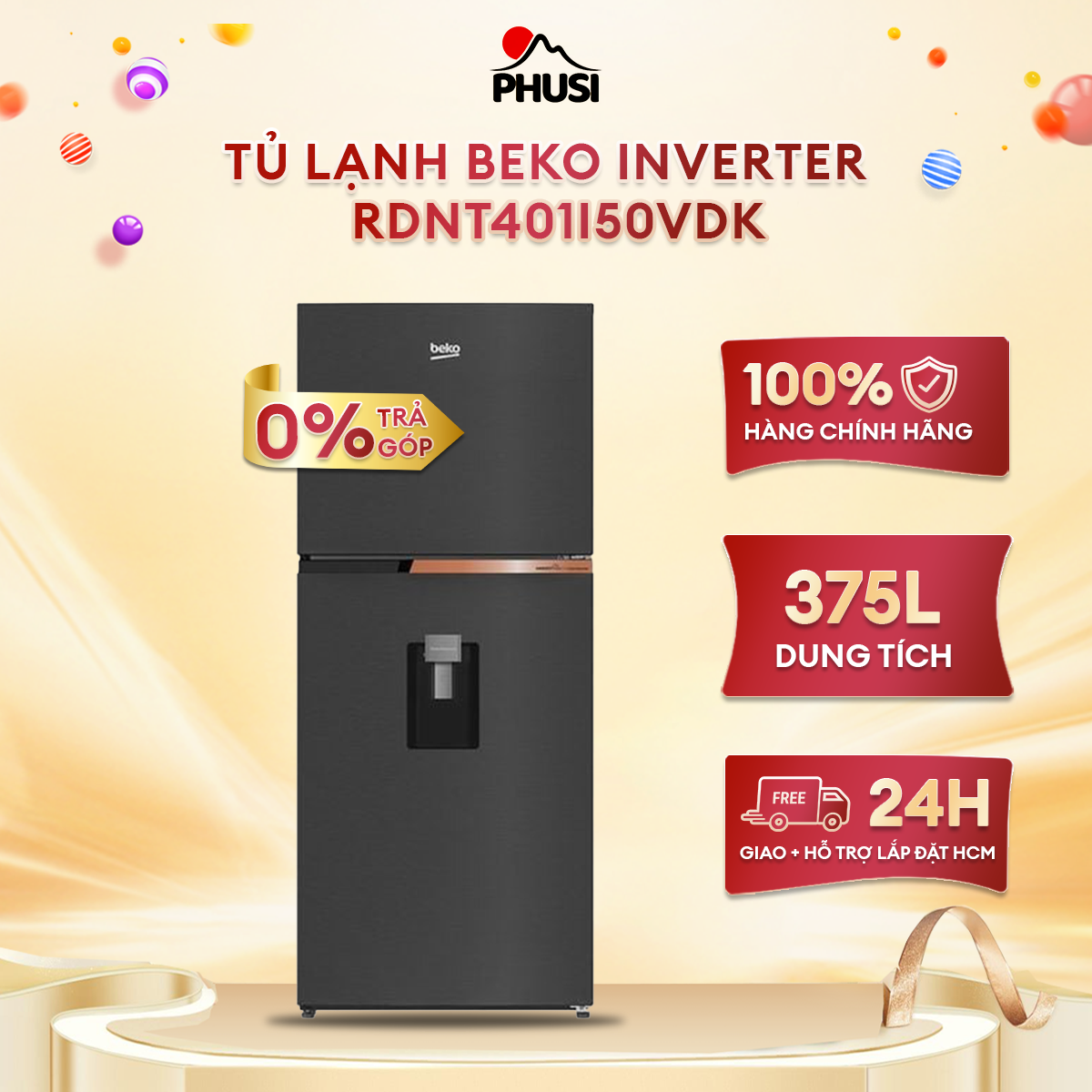 - tủ lạnh beko inverter 375 lít rdnt401i50vdk