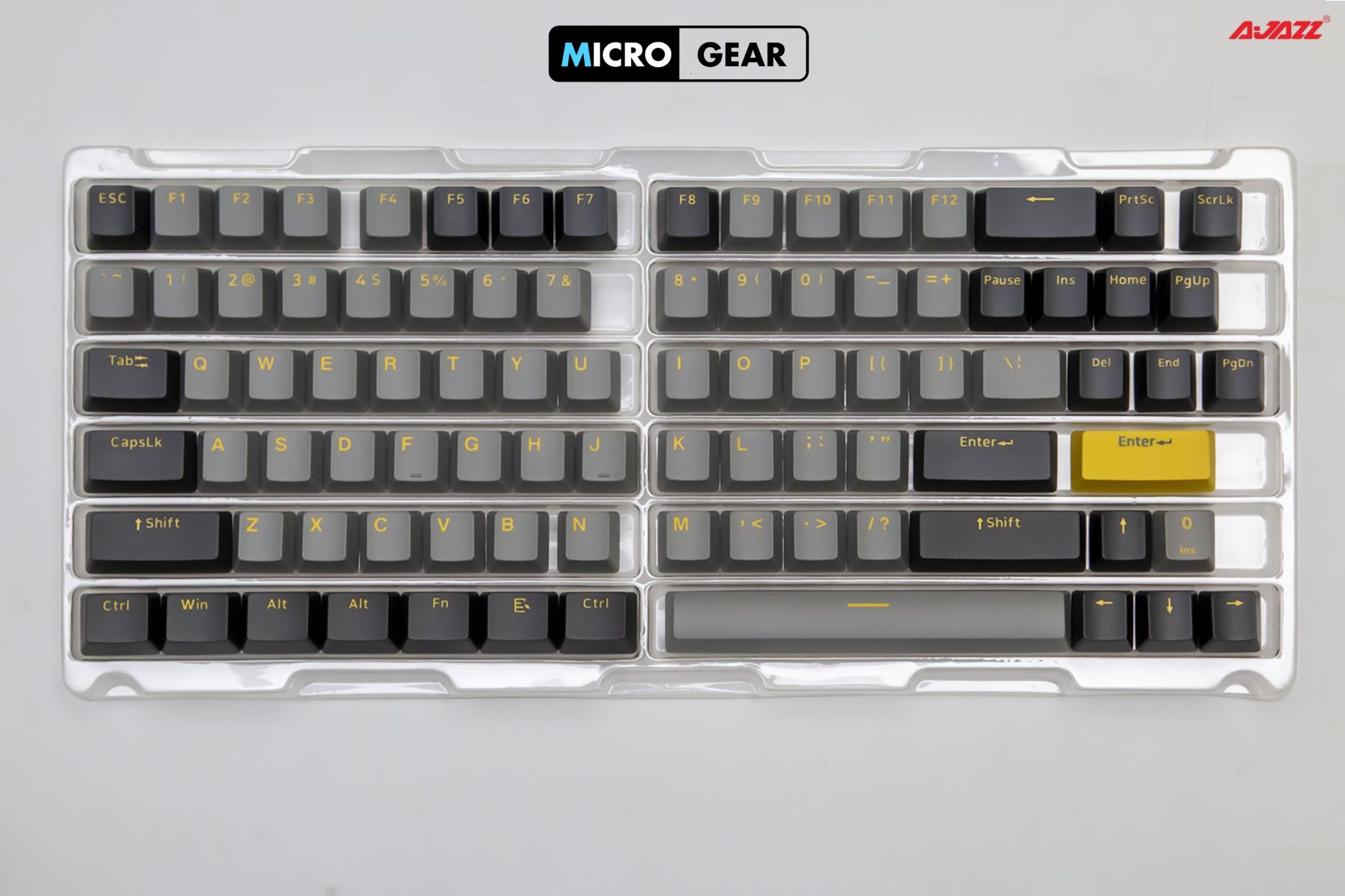 Bộ Keycap AJAZZ Black - Yellow 166 phím (Chất liệu PBT / DoubleShot /OEM Profile )