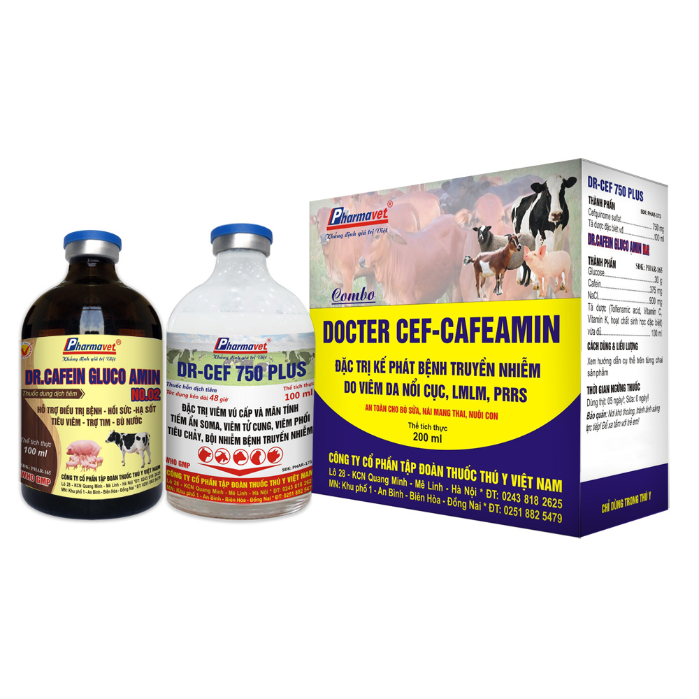 Docter cef-cafeamin - bộ sp giúp thú khỏi viêm da nổi cục, lmlm - ruvet việt nam - dụng cụ thú y - thuốc thú y