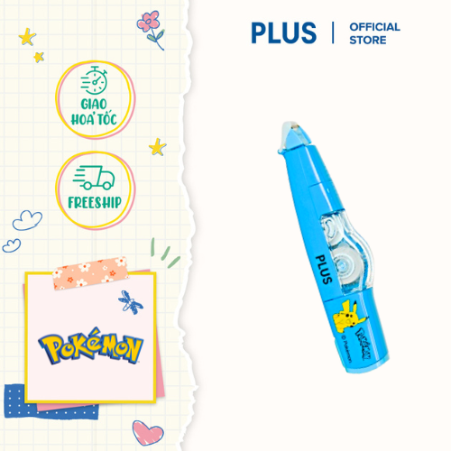 Bút xóa kéo, băng xóa kéo, bút xóa giấy plus mr 5mm x 6m phiên bản pokemon