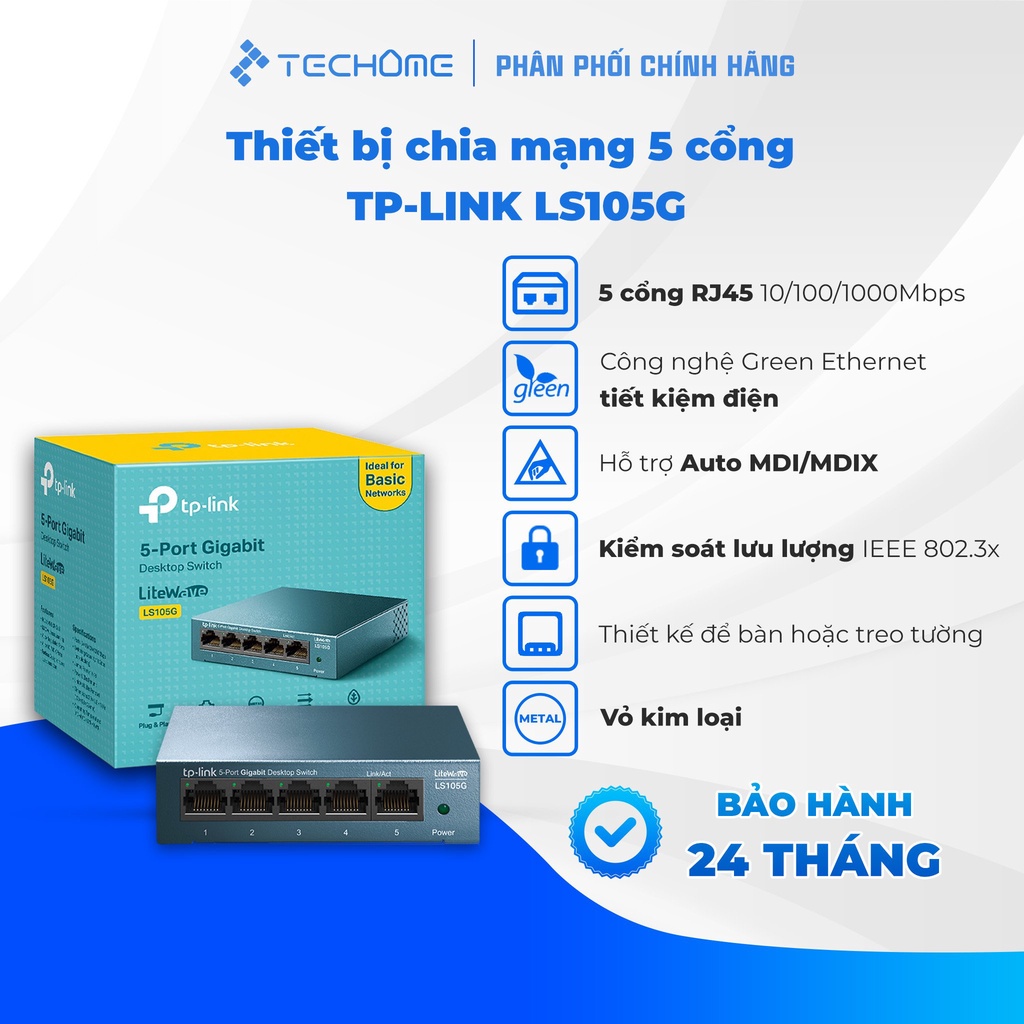 Thiết bị chia mạng Switch để bàn 5 cổng Gigabit TP-LINK LS105G
