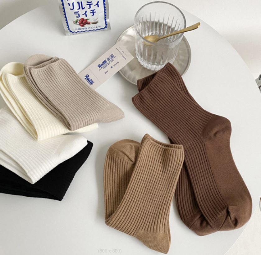 Set 5 đôi tất vớ nữ coffe trơn siêu đẹp