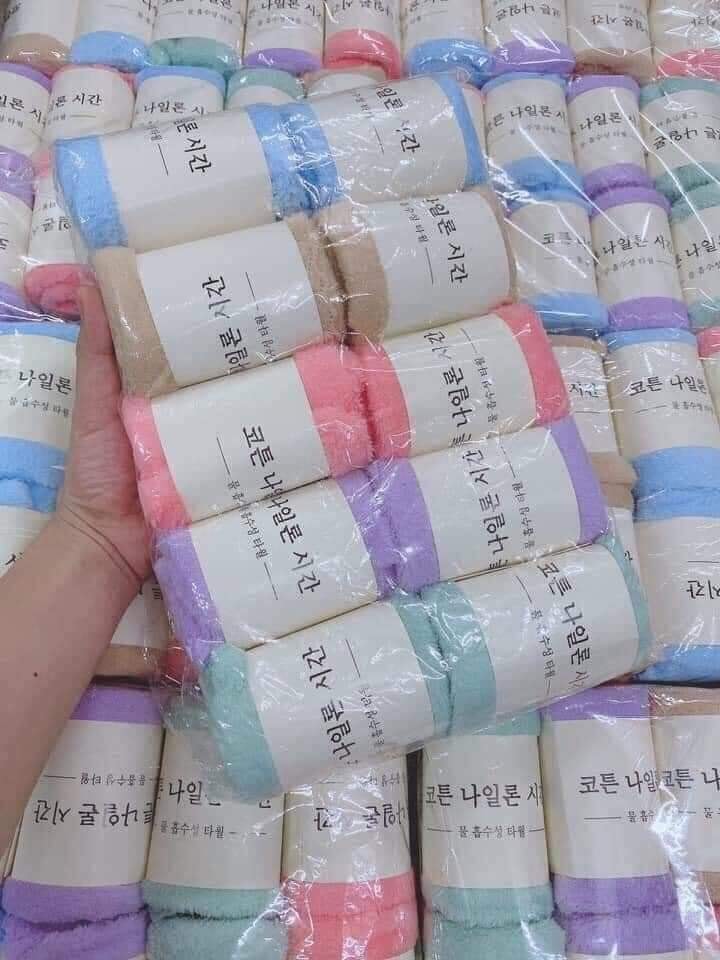 Combo 10 Khăn Mặt Xuất Hàn Quốc 100% Cotton 35*50cm (khan mat han quoc)