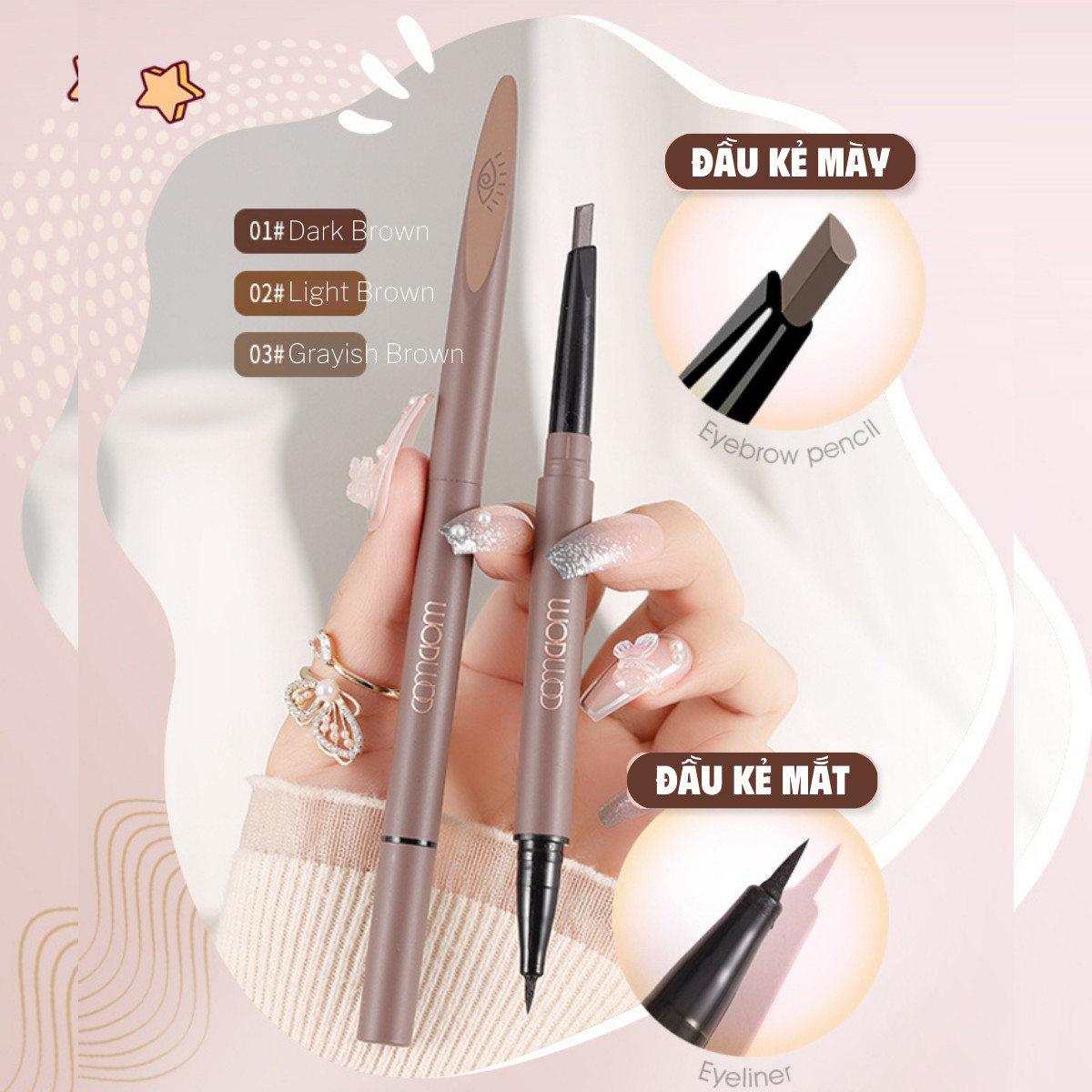 Chì Kẻ Mày 2 Đầu WODWOD Double Headed W941 - Kẻ Mày + Kẻ Mắt