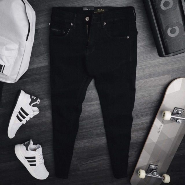 [HCM]Quần Jean Nam Đen Trơn ZR Dáng Ôm Ống Côn Trẻ trung - quần bò co dãn