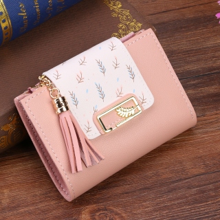 Fashion Tassels Short Wallet Bag for Women PU Leather Clutch Bags Cute thumbnail