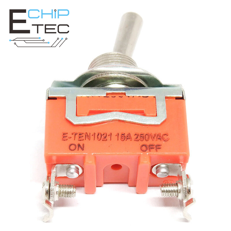 1Pcs AC 250V 15A 2 Pin DPDT On/Off 2 Position Mini Toggle Switch E-TEN1021 Orange