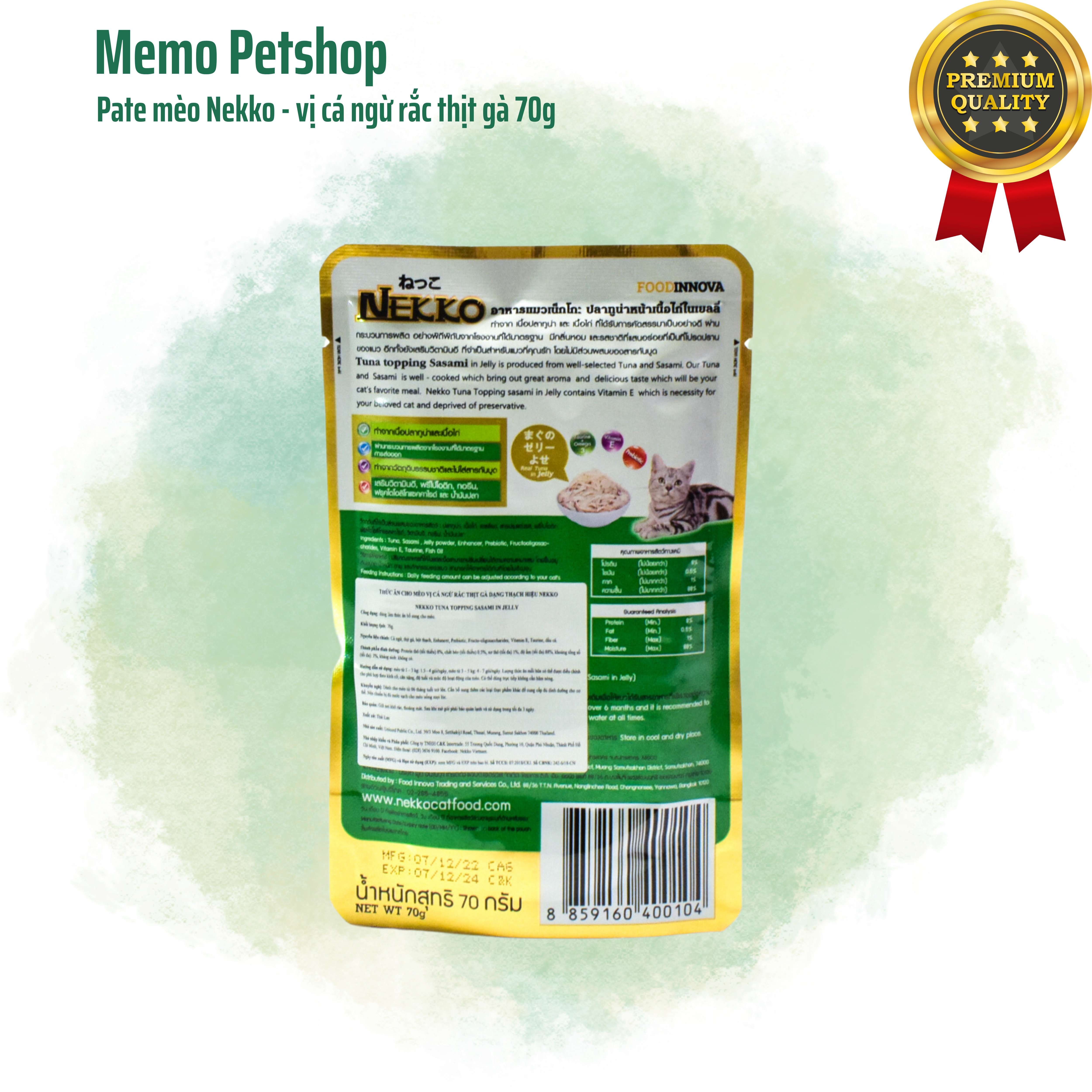Pate mèo Nekko - Cá ngừ rắc thịt gà 70g