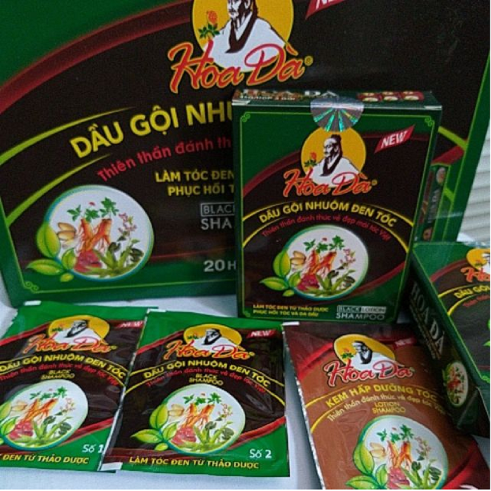 Dầu gội đen tóc thảo dược Hoa đà (hộp 3 gói) - Gội là đen