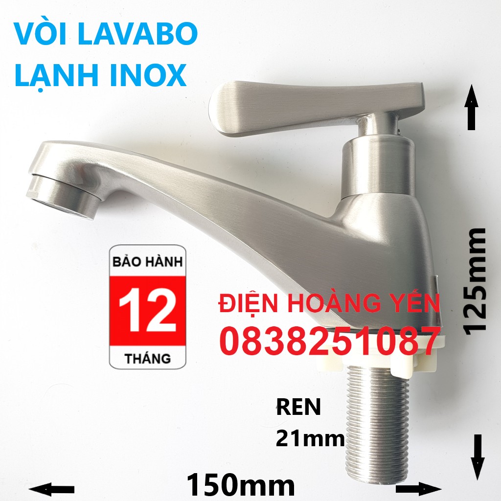 Vòi Lavabo Lạnh Inox 304 - Vòi Bồn Rửa Mặt Inox SUS 304