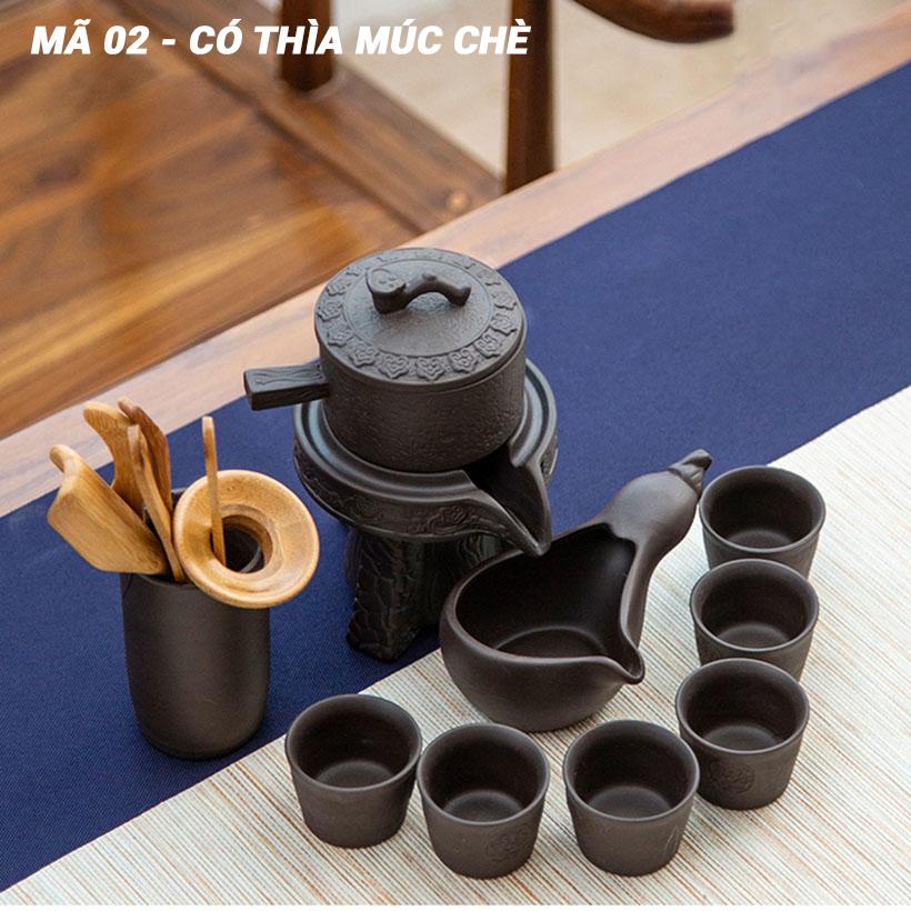 Bộ ấm trà gốm sứ tự động rót