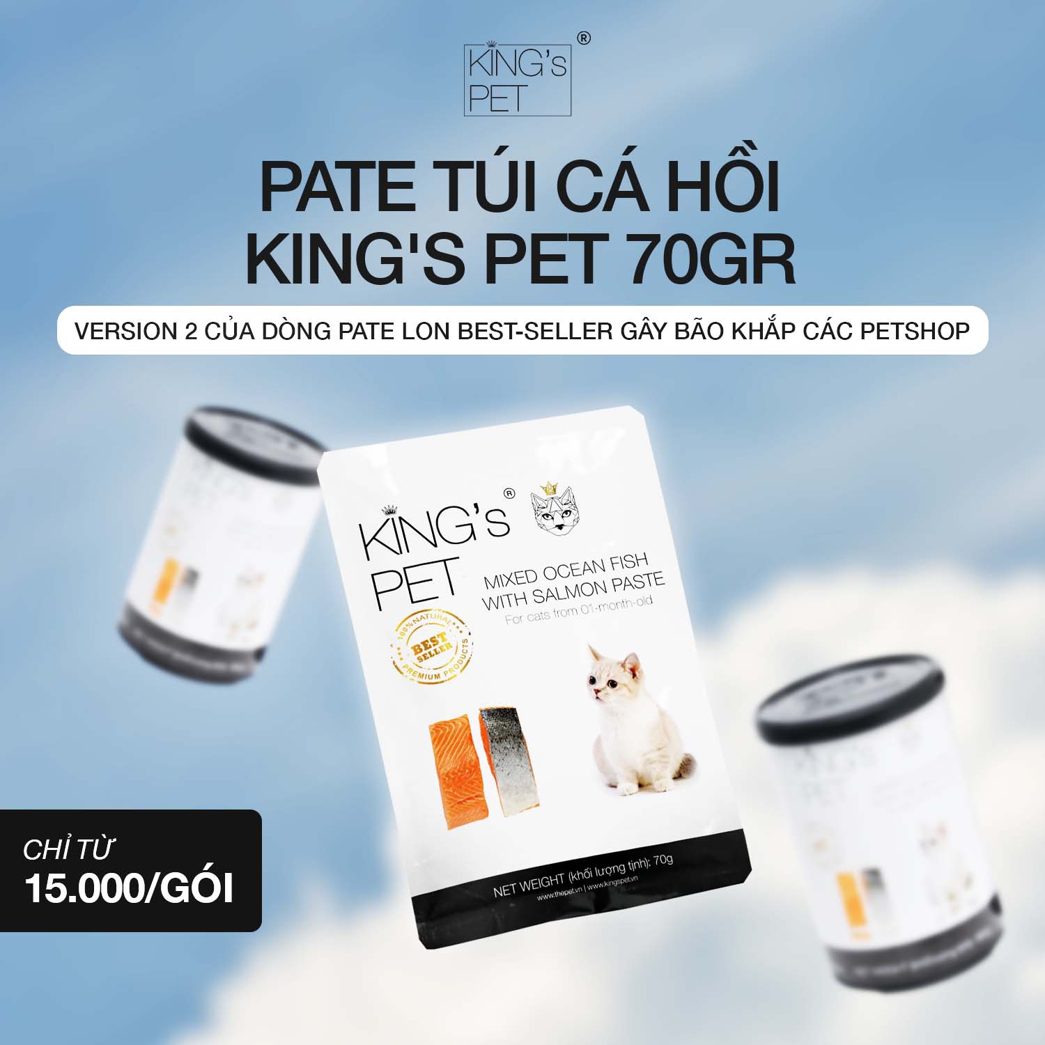 Pate king's pet gói 70g cho mèo mọi lứa tuổi -