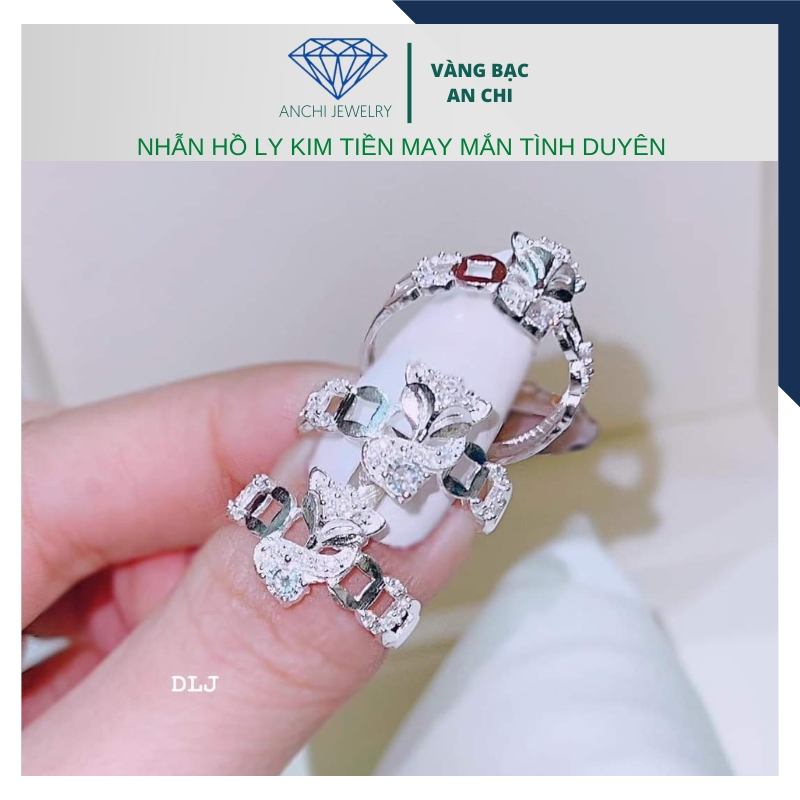 Nhẫn kim tiền hồ ly đính đá bạc ta tài lộc, may mắn tình duyên, Vàng bạc an chi