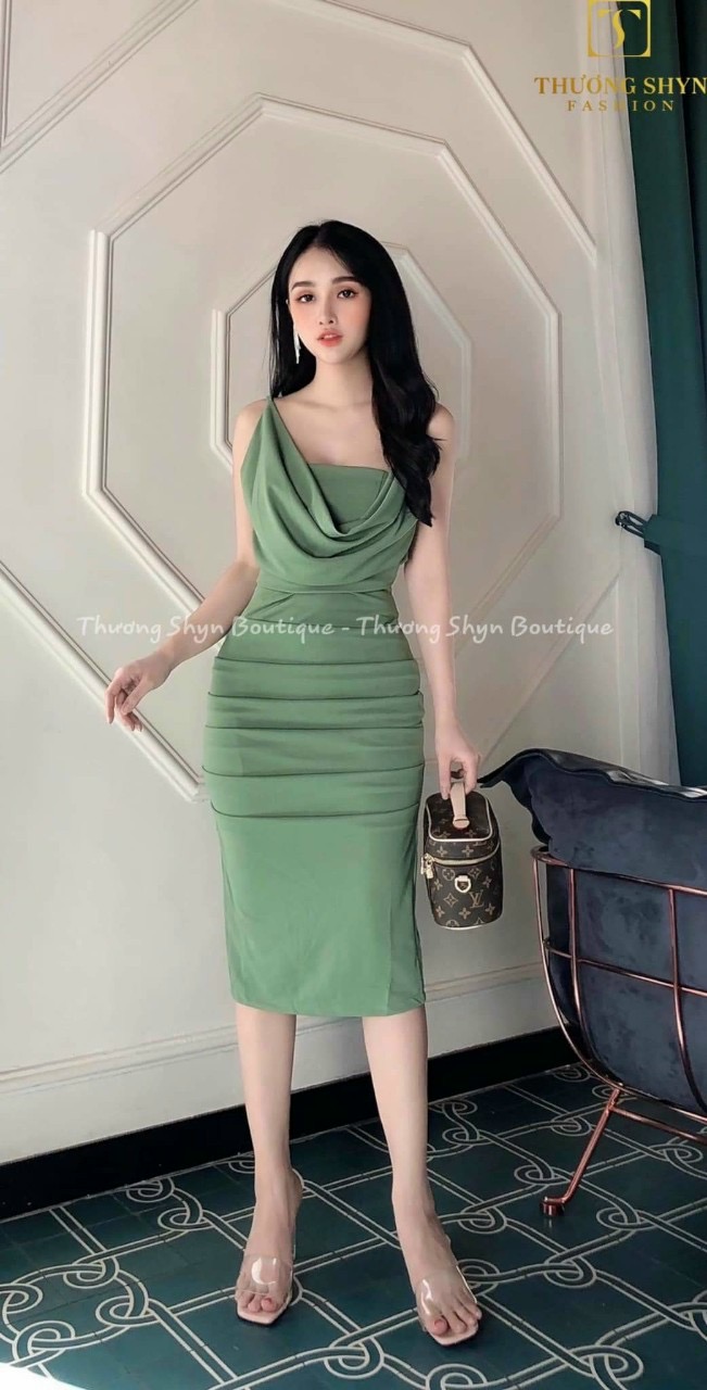 Đầm dody 2 dây cổ đỗ-QH #damnu