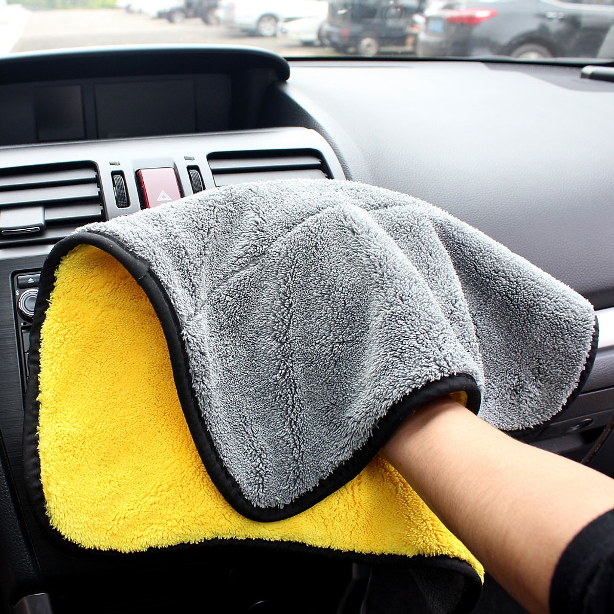 Khăn lau xe ô tô 2 mặt cao cấp sợi Microfiber