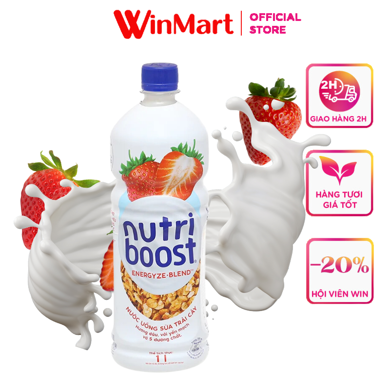 [Siêu thị WinMart] - Sữa trái cây Nutri Boost hương dâu chai 1 lít