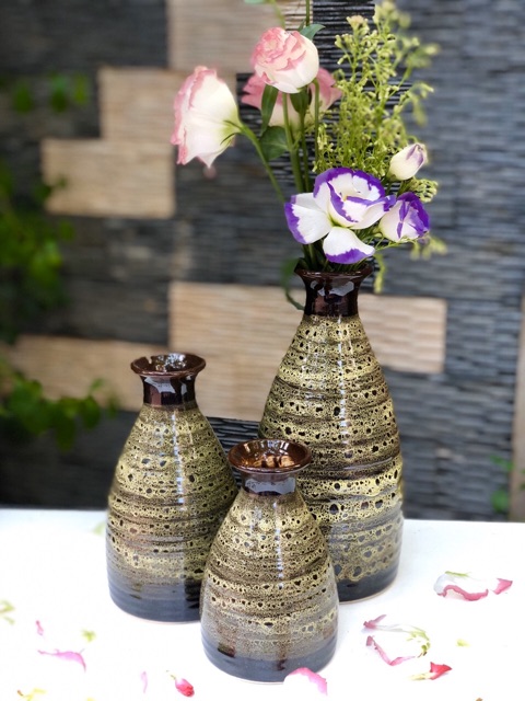 Bộ 3 lọ hoa hoả biến Bát Tràng