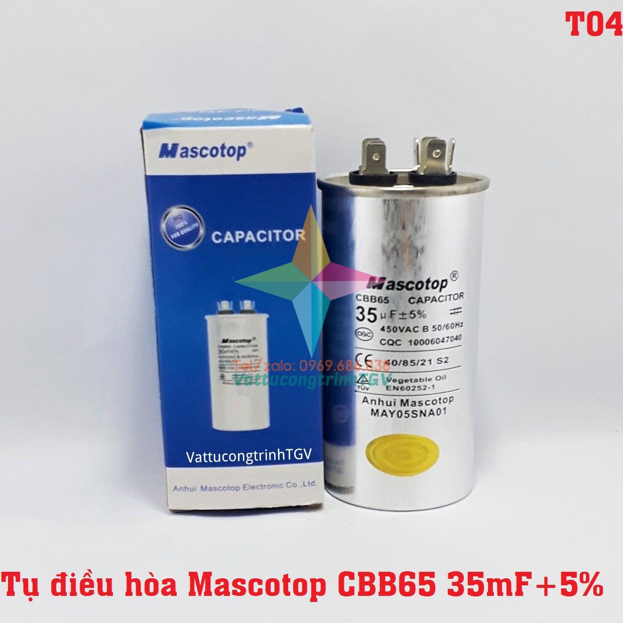 Tụ điều hòa MASCOTOP kiểu CBB65 450VAC 35uF+5%