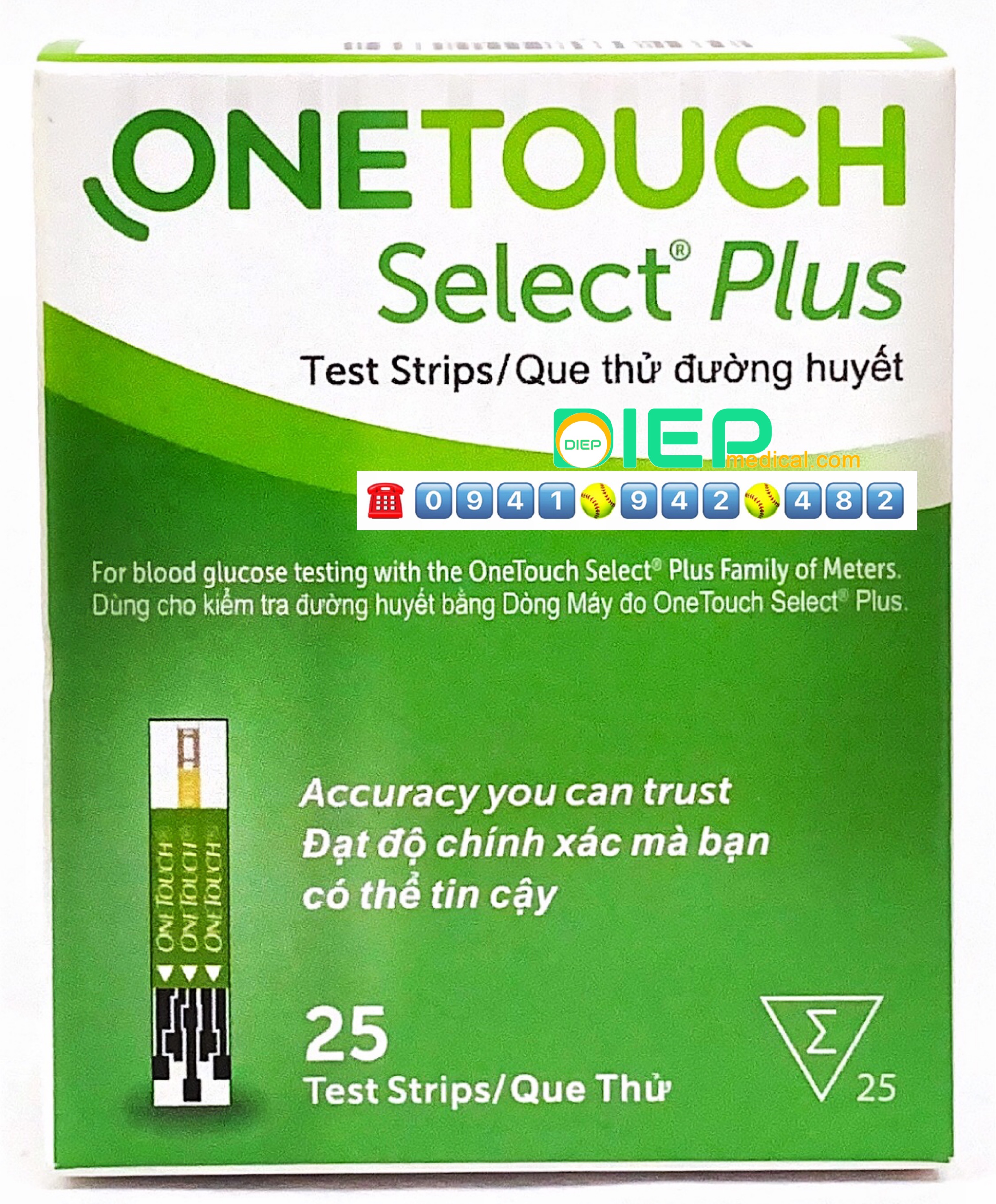 ✅ ONETOUCH SELECT PLUS 25 que - Que thử đường huyết của máy Onetouch Select Plus Simple (Chính hãng One Touch)