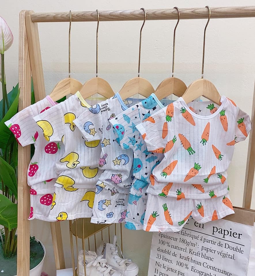 combo 5 bộ cotton giấy cộc tay cho bé  (4-12kg)
