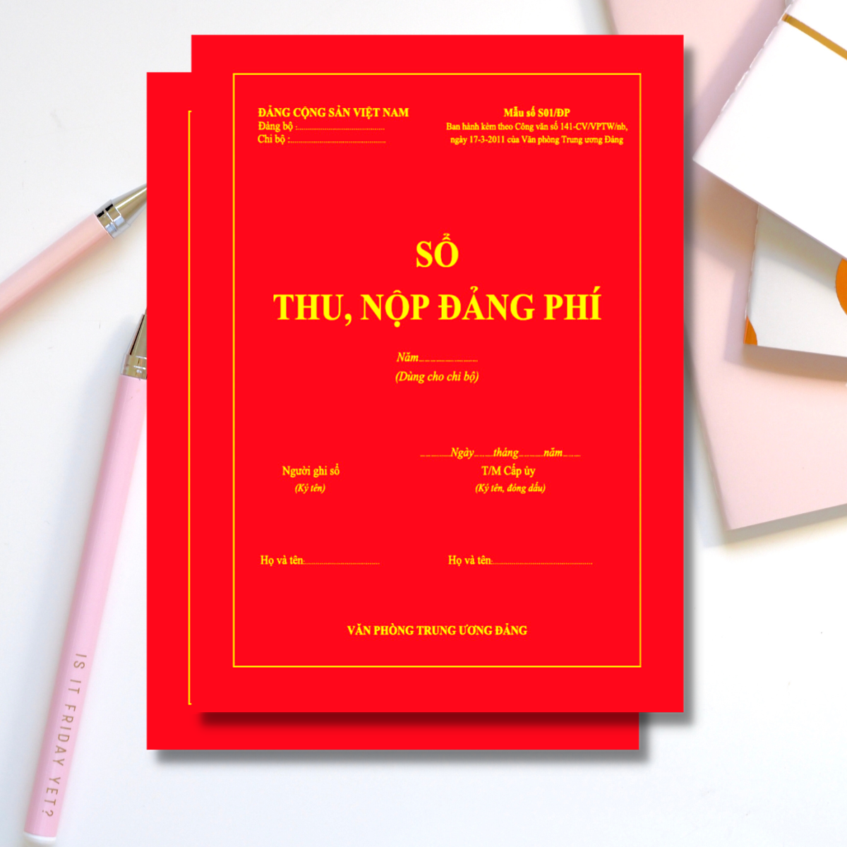 Sổ thu, nộp đảng phí mẫu số S01/ĐP