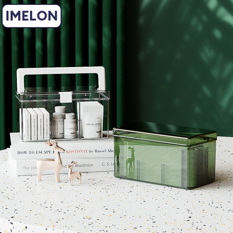 IMELON Buy 1 Get 1 Free gift store-wide Medicine Boxes Medicine Boxes Household Medicines Boxes Luxury Light Transparent Medicine Boxes Large Capacity Mask Boxes With Handles Plastic Home First Aid Pills